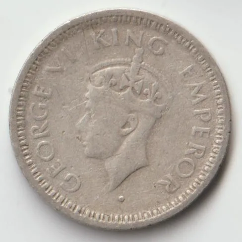 Extremely Rare 1/4 Rupee 1945 Large 5 Variety Silver Coins of King George VI British India Coinage