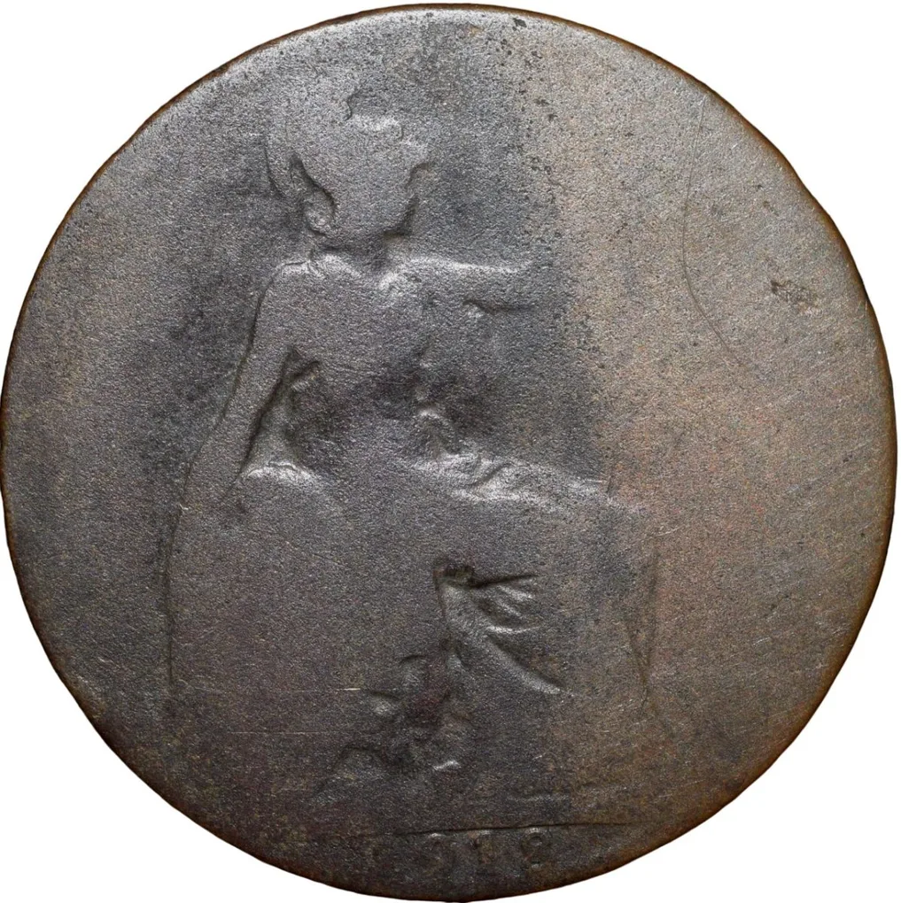 Bronze 1/2 Penny of George V (AD1918) of Great Brittain