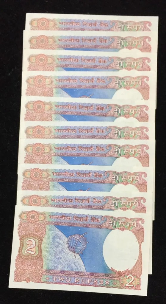 K.R. Puri Two Rupees Rare GEM UNC (10 pcs LOTT)