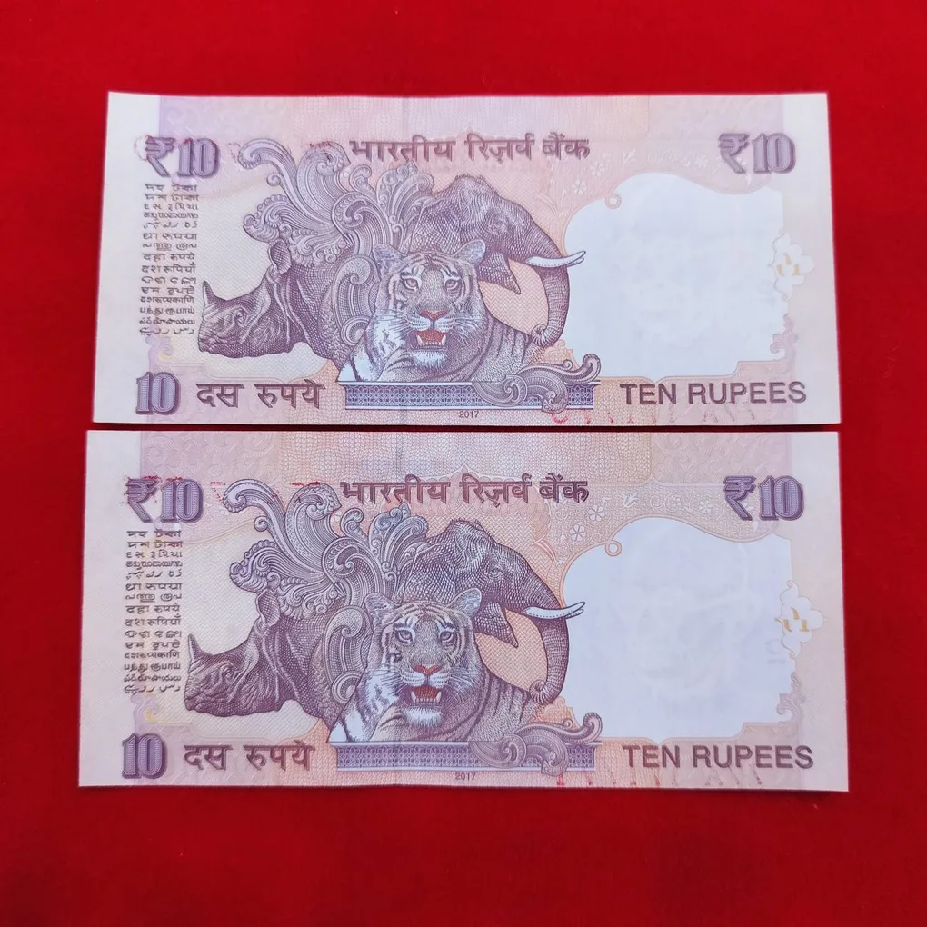 10 Rupee Shifted No. Error Note UNC Condition Set of 2 Notes 77A 171769-77A 171770