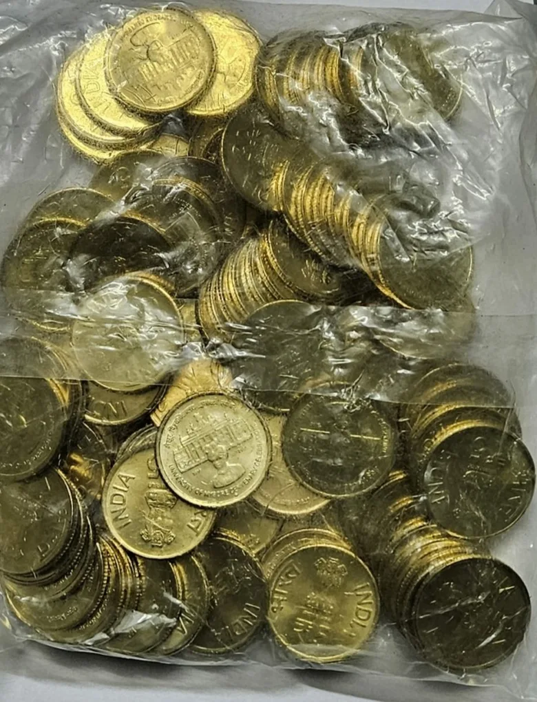 5 Rs Mysore University Celebration RBI Seal 100 Coin Pouch Rare Mumbai Mint Coin lowest price