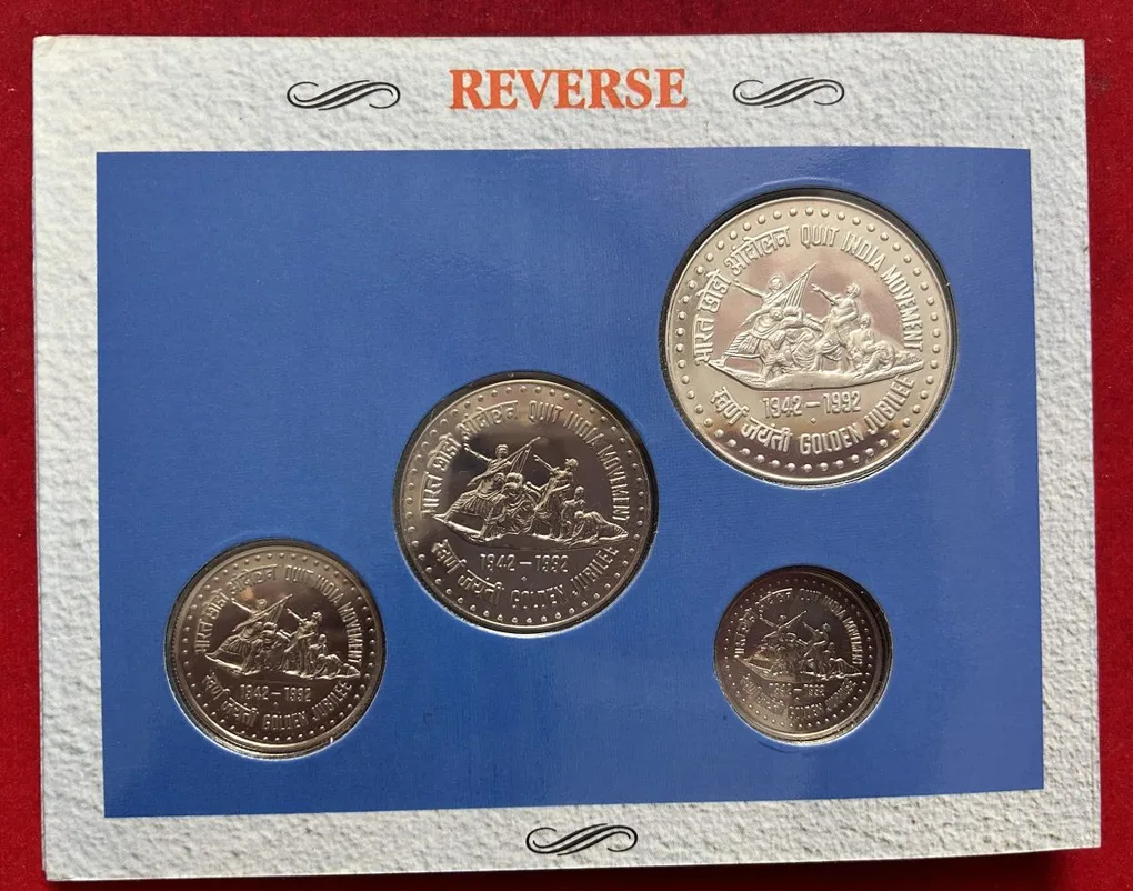 Quit India Movement (Unc set) 4 coin set Mumbai mint