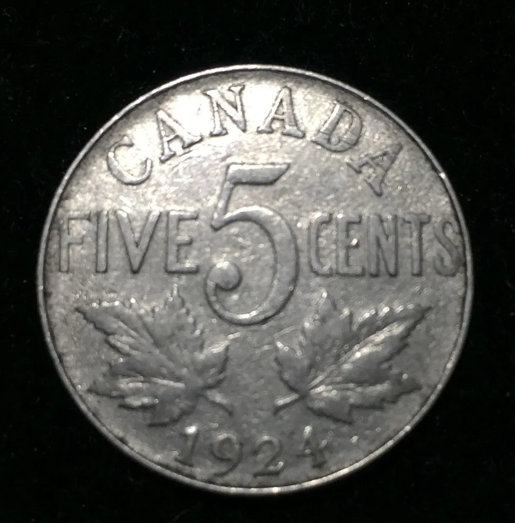 Canada 5 Cents 1924 George V Rare Coin Lowest price #D-119