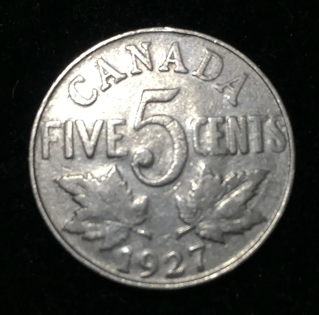 Canada 5 Cents 1927 George V Rare Coin Lowest price #D-120