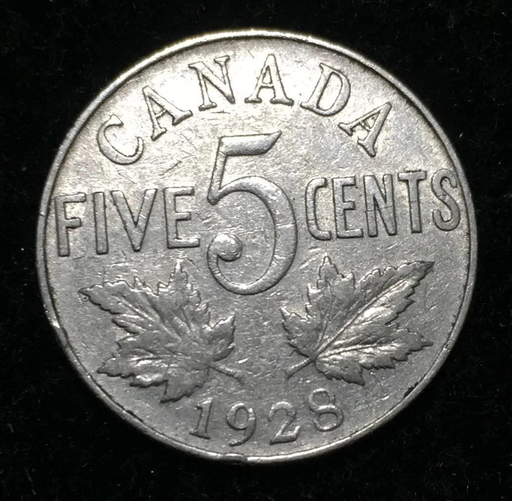 Canada 5 Cents 1928 George V Rare Coin Lowest price #121