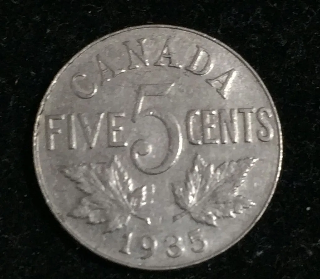 Canada 5 Cents 1935 George V Rare Coin Lowest price #125