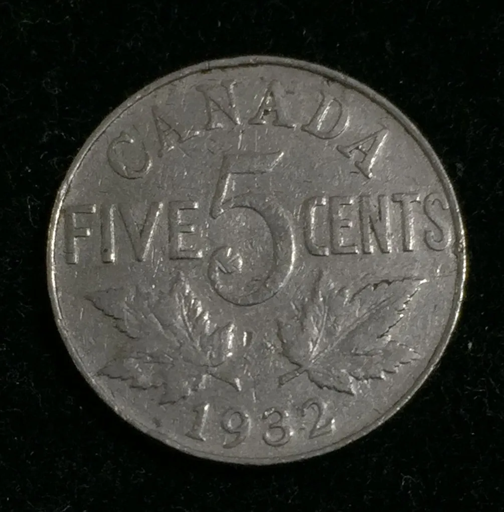 Canada 5 Cents 1932 George V Rare Coin Lowest price #128