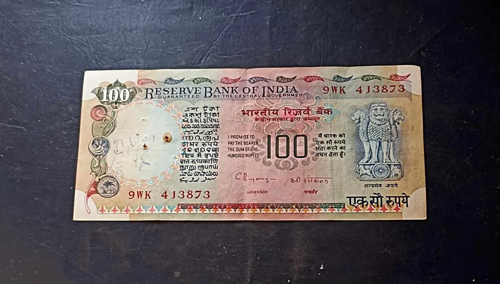 Reserve Bank of India 100₹ note Governor c. rangrajan Excellent condition