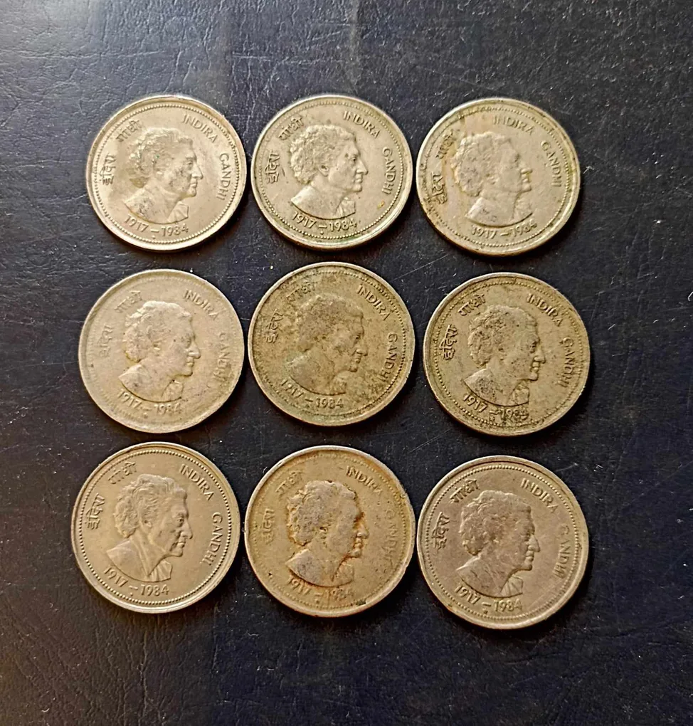 Indian 50 paise Symbol of Indira Gandhi Same and similar set are available