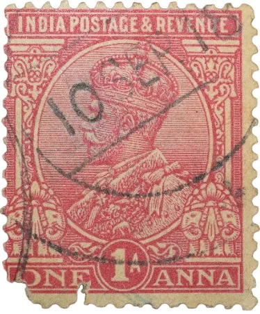 Postal Stamp of George V 1 Anna Pink Colour - Used Condition as per Image.