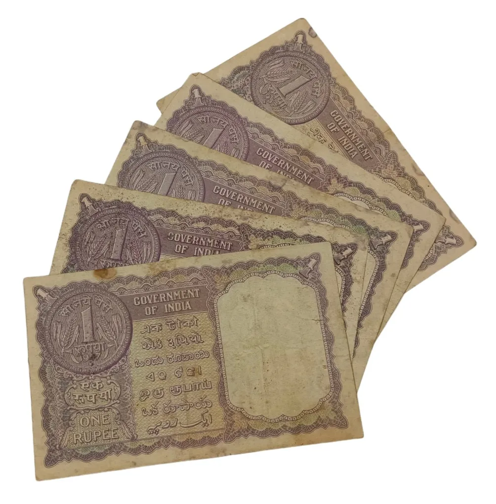 One Rupee Old Issue Year 1957 Signature H.M Patel Mixed Lot 5 Notes **Scare** Used Conditions.