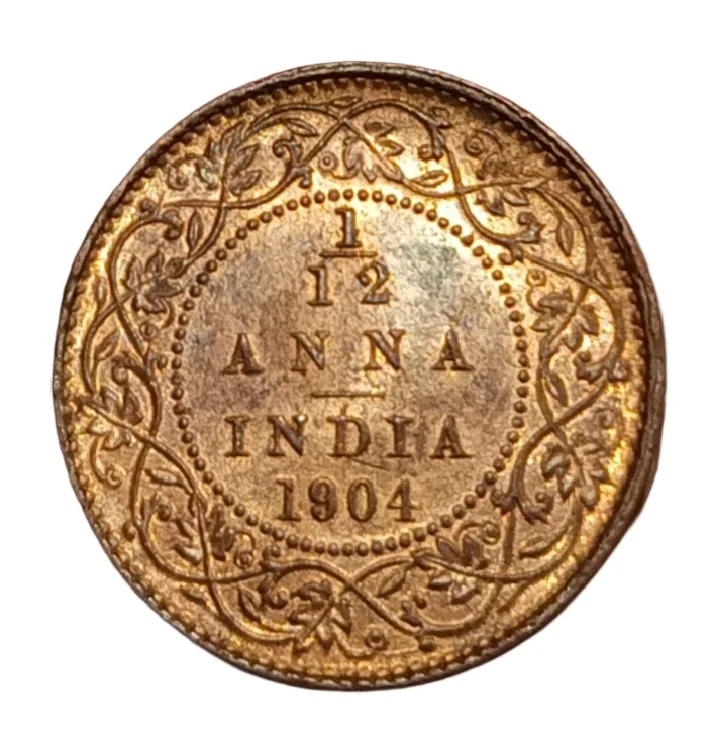 British India 1/12 Anna Year 1904 King Edward-VII **V. Scare** UNC Grade.