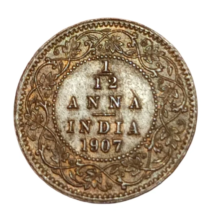 British India 1/12 Anna Year 1907 King Edward-VII **V. Scare** UNC Grade.