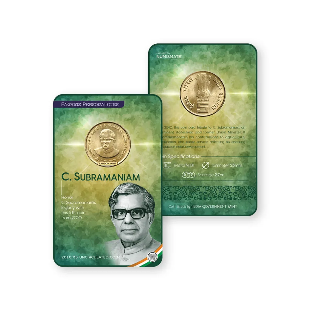 5 Rupees Blister pack C Subramaniam Issue Single Coin