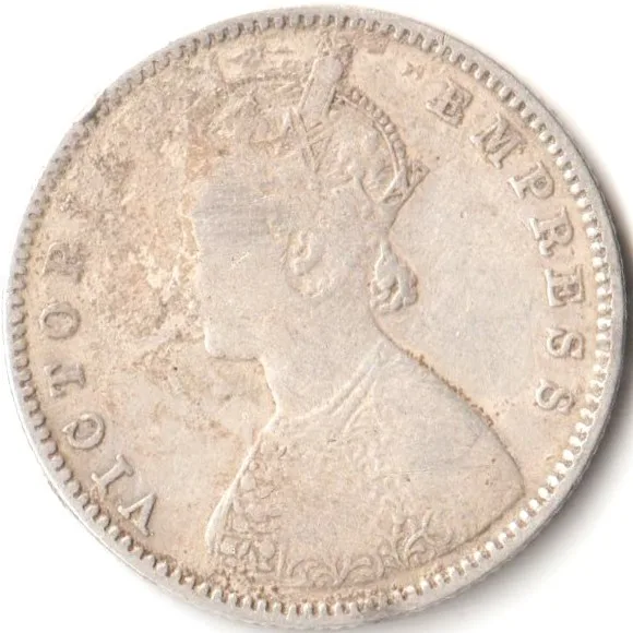 Half Rupee 1888 Silver Coin of Victoria Empress British India Coinage