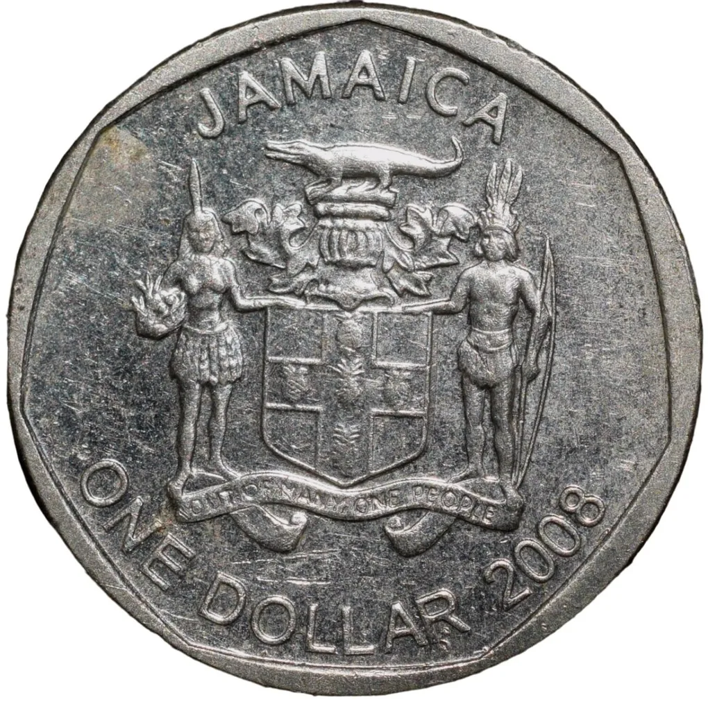 Nickel Clad Steel 1 Dollar of Jamaica Country (AD 2008) with Portrait of Sir Alexander Bustamante facing