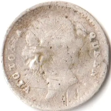 Two Anna 1841 Divided Legend Silver Coin of Queen Vicoria East India Company