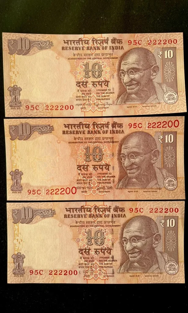 Rs 10 India Banknote Semi Fancy TRIO Set 95C 222200