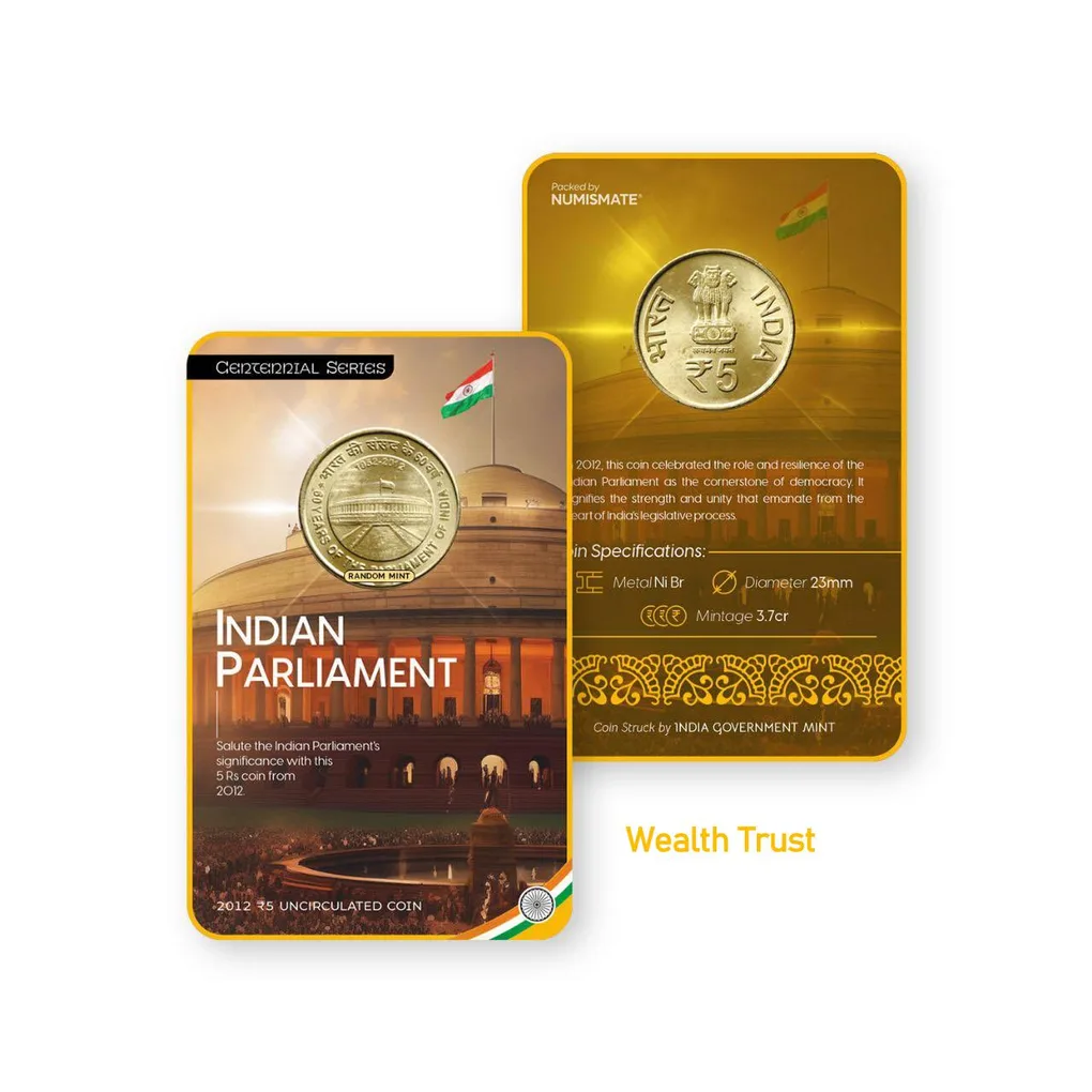 Rs 5 India Gov Issue The Indian Parliament 2012 Issue Circulating Strike Blister Pack Unique and Rare