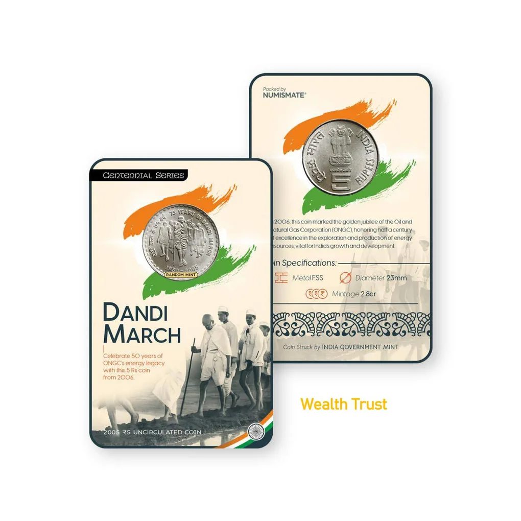 Rs 5 India Gov Issue Of Dandi March Mahatma Gandhi 2007 Circulating Strike Blister Pack