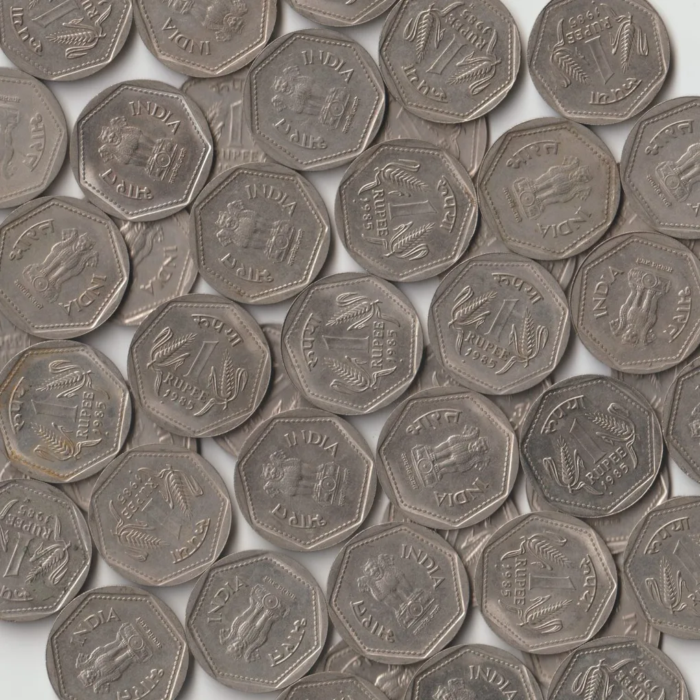 Rare 50 Coins Lot of 1 Rupee 1985 of Bombay and Helton Mint Coins Mix Extremely Fine to AUNC Grade Coin of Republic India