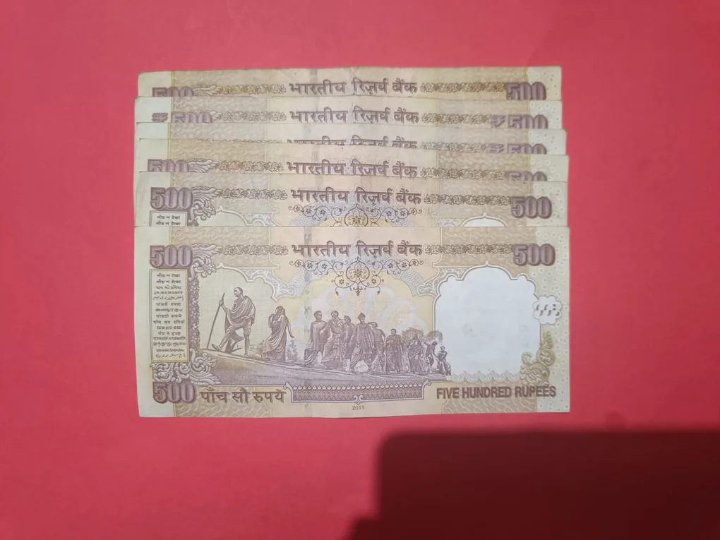 500 Rs Set of 6 AUNC Notes Different Governore Notes