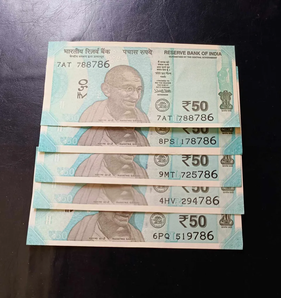 Reserve Bank of India 50₹ note Unc condition Ending 786