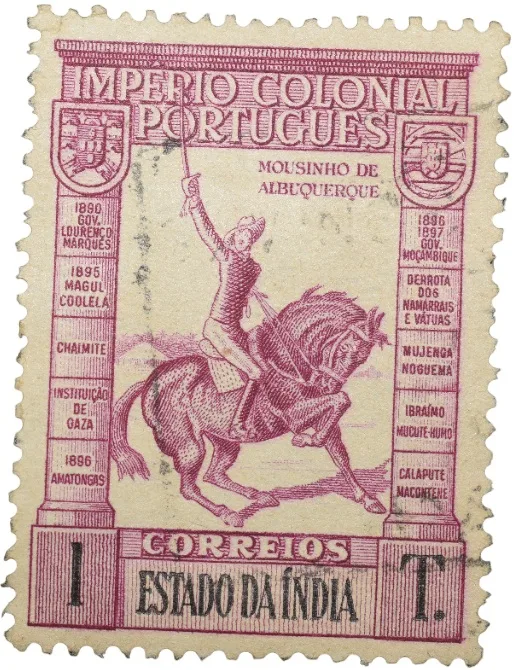 Postal Stamp of India Portugues - Purple 1 Tanga Used as per Image.