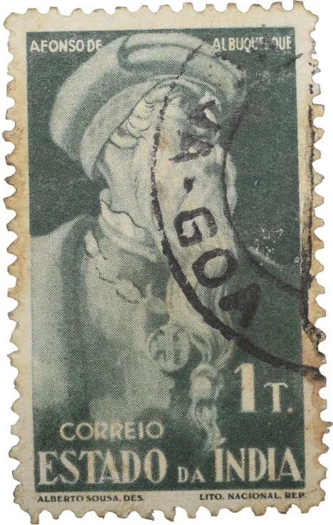 Postal Stamp of India Portugues - 1 Tangas Green-Black Colour Used as per Image.