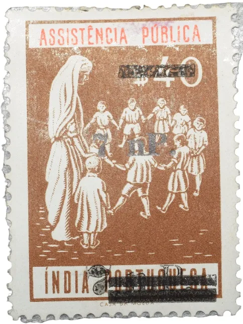 Postal Stamp of India Portugues - Assistencia Publica Cancelled and Over Printed Brown 7 New Paise by GOI, Mint Un-Used as per Image.