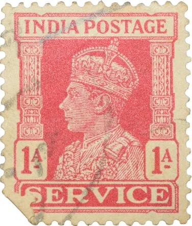 Postal Stamp of George VI 1 Anna Red Colour Service - Used Condition as per Image.