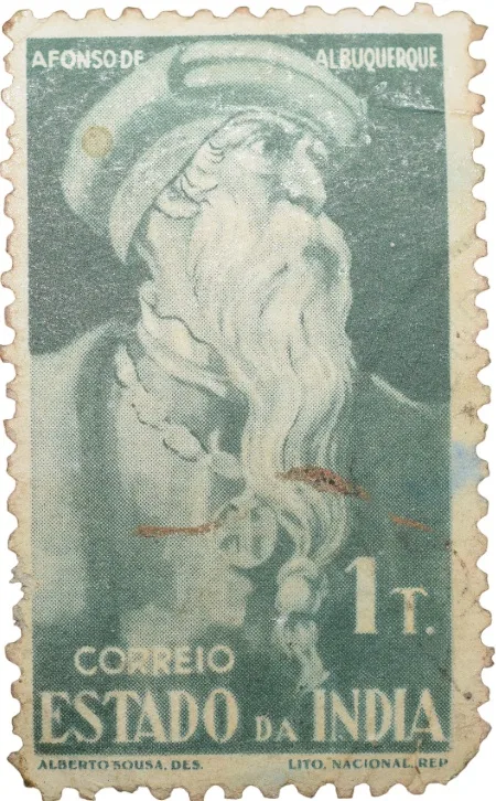 Postal Stamp of India Portugues - 1 Tangas Green-Black Colour Used as per Image.