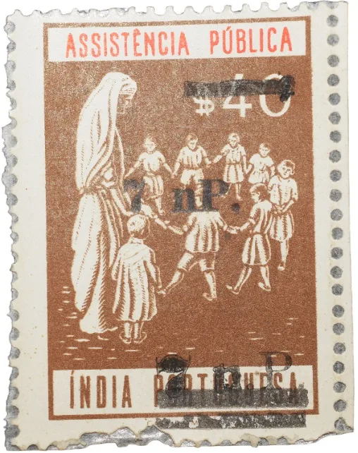 Postal Stamp of India Portugues - Assistencia Publica Cancelled and Over Printed Brown 7 New Paise by GOI, Mint Un-Used as per Image.