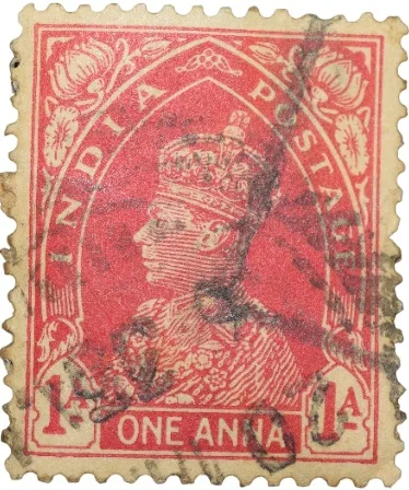 Postal Stamp of George VI 1 Anna Red Colour - Used Condition as per Image.