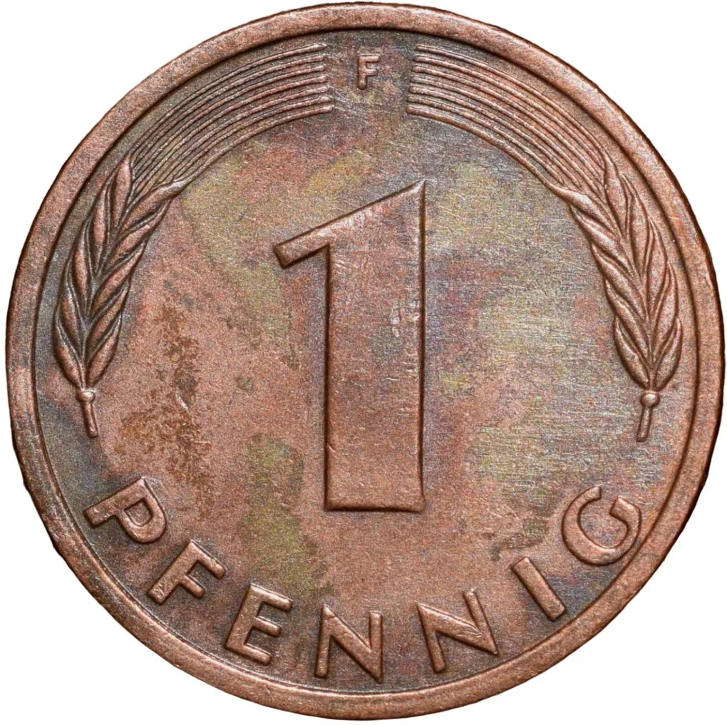 Bronze 1 Pfenning of Germany (AD 1983) with Oak Sapling