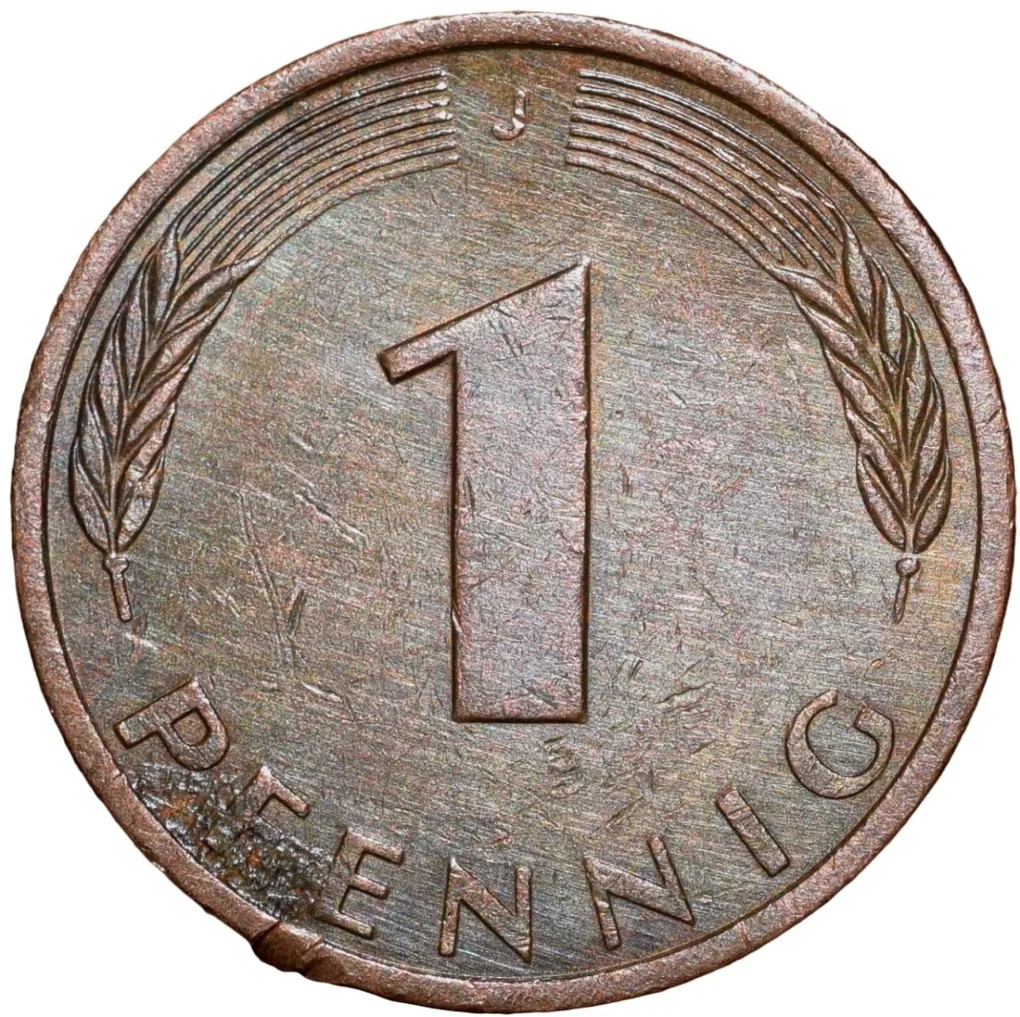 Bronze 1 Pfenning of Germany (AD 1981) with Oak Sapling