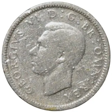 Silver (50%) 6 Pence of George V (AD 1942) from Great Brittain