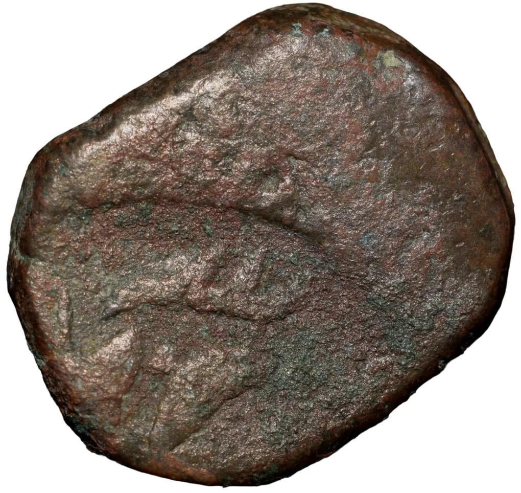 Copper Paisa of Hyderabad State (17th - 18th Cen. AD) of Amravati Mint with Trishul above Sword