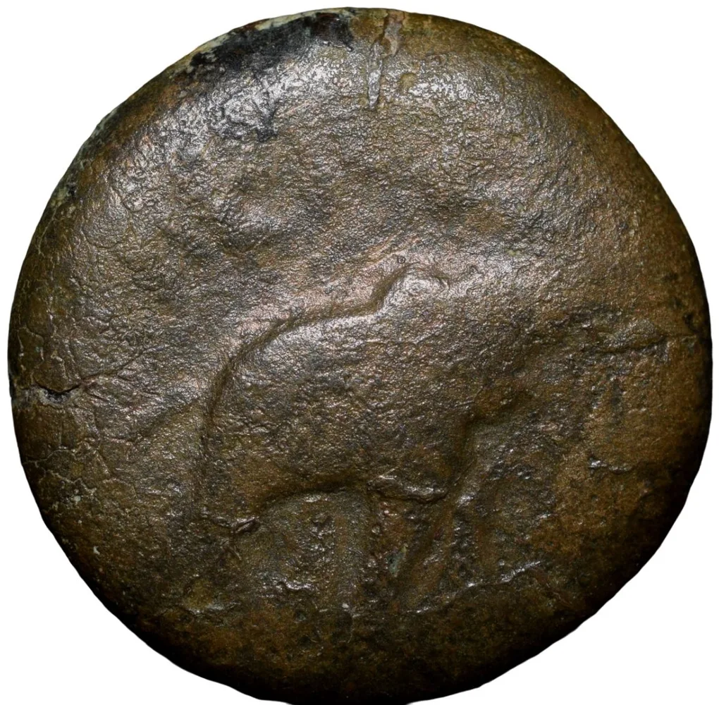 Heavy Copper Coin of Satakarni I (1st Cen. BC) of Satavahana Dynasty from Nevesa Region Rare