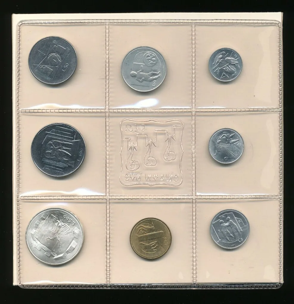 Repubblica Di San Marino Monete Dello Stato Serie 1976 (8 Coin Proof Set) 1 Big Coin Silver