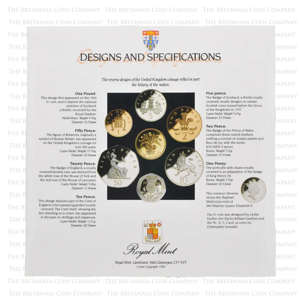 1989 UK Scottish Brilliant Uncirculated Annual 7 Coin Mint Pack Rare Set