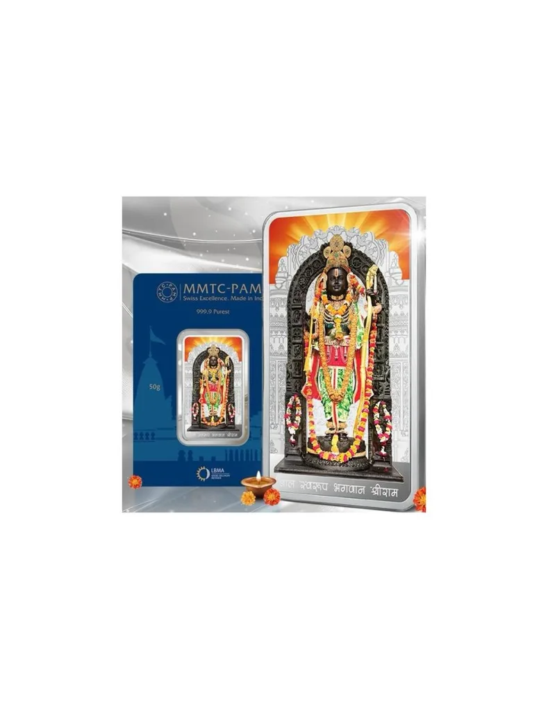 Shree Ram Lala Mandir 50GM 999 Silver Colour Very Unique and Rare