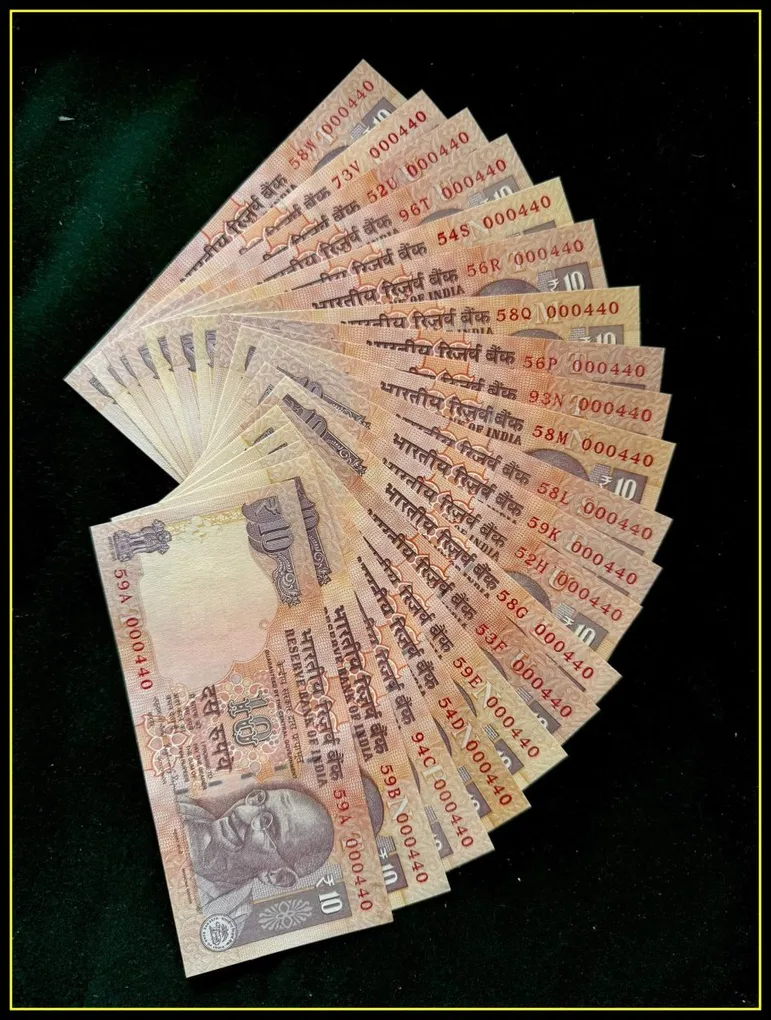 Rs 10 India Banknote Set Gem UNC Unique 20 Note Complete Alphabet Set UNC