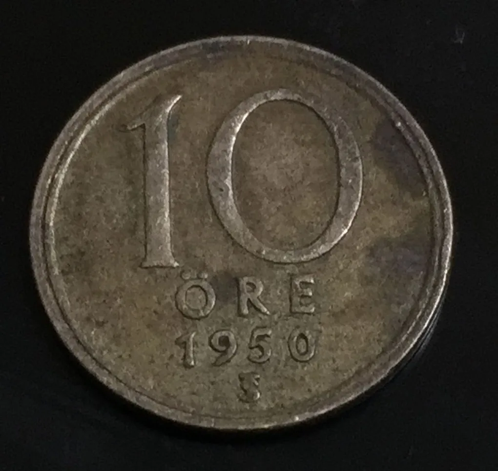 Sweden 10 Öre 1950 - Gustaf V Rare Silver Coin # I-199