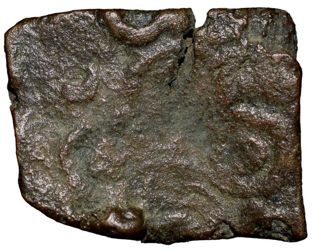 Copper Coin of Satavahan Dynasty (1st Cen. BC) from Vidarbha(Pusad) with Swastik above Elephant walking right