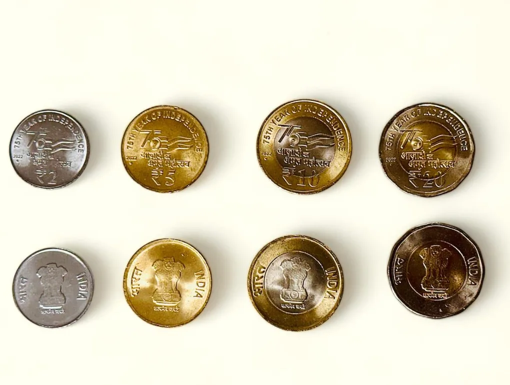 Rs 2 5 10 and 20 Government Of India Issue 75 Year Of Independence RBI 2022 Noida Mint Circle Mark
