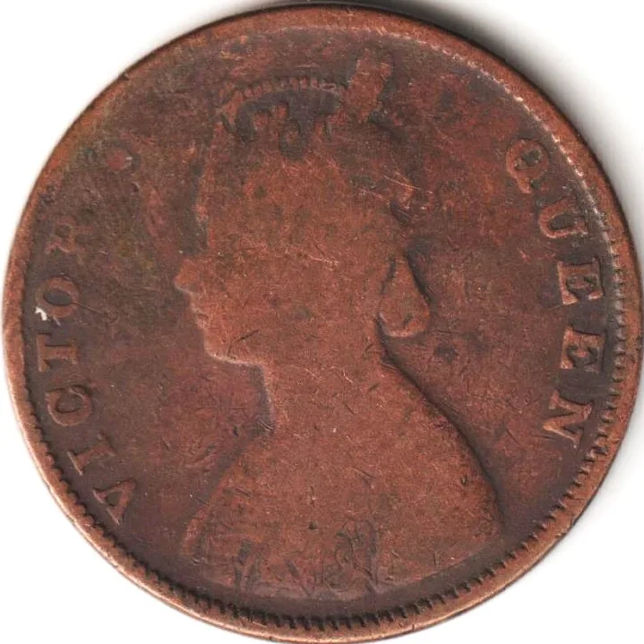 Rare Half Anna 1862 Copper Coin of Queen Victoria British India Coinage