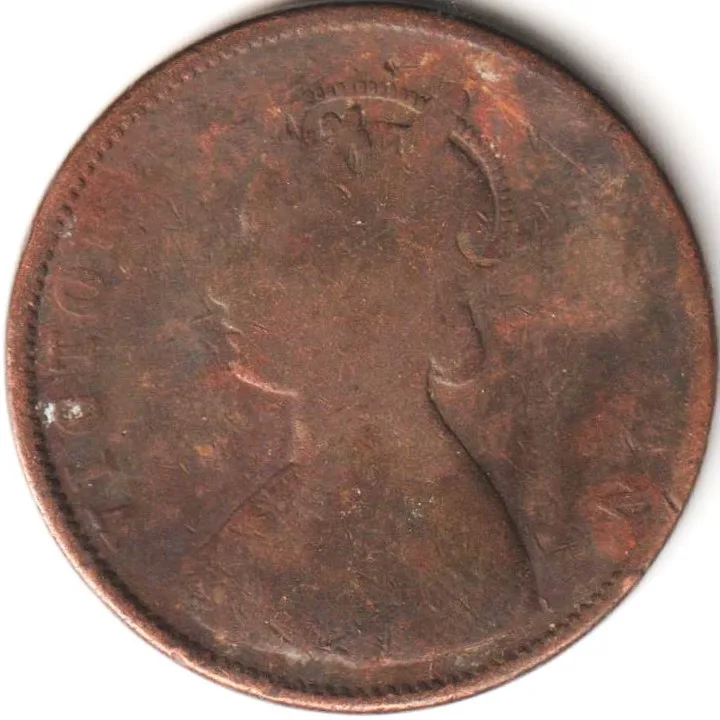 Rare Half Anna 1862 Copper Coin of Queen Victoria British India Coinage