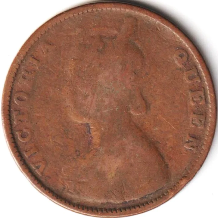 Rare Half Anna 1862 Copper Coin of Queen Victoria British India Coinage