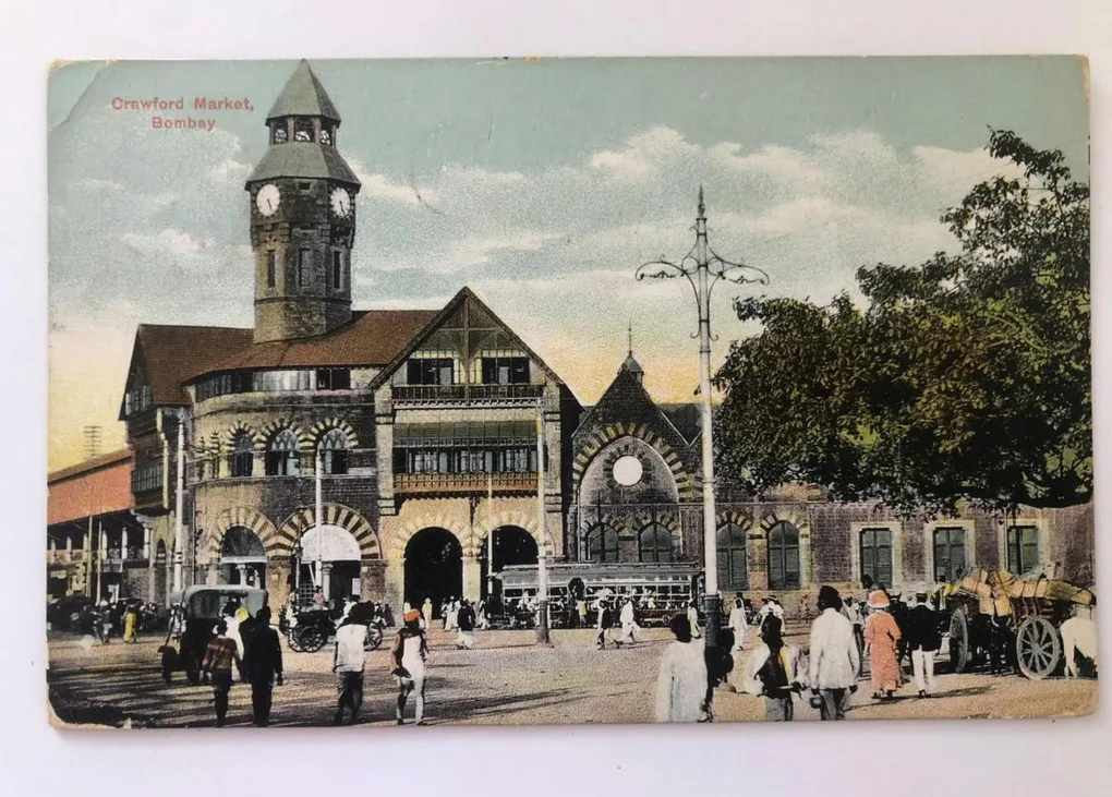 India vintage postcards series Crawford Market, Bombay 19th Century Issue Unique and Rare